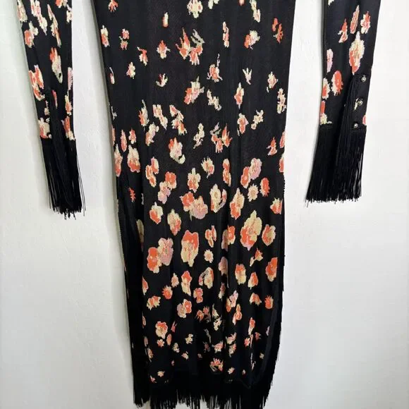 Paco Rabanne Floral Fringe Midi Dress